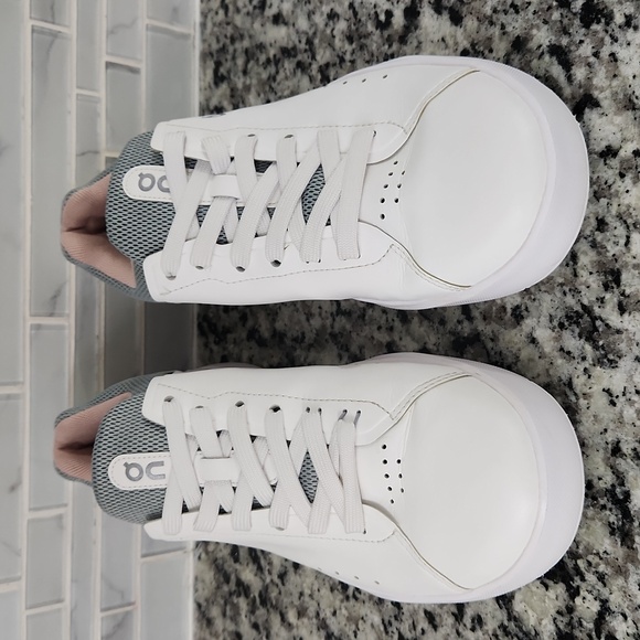 On Running Women's Sneakers - White and Gray with Pink Accents - Picture 2 of 6